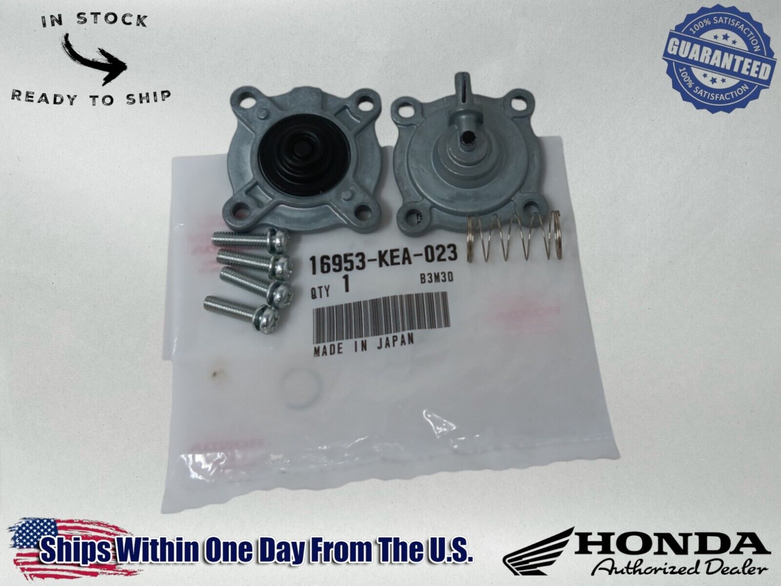 Honda Genuine OEM Authentic Fuel Petcock Diaphragm Cover Set 16953-KEA-023