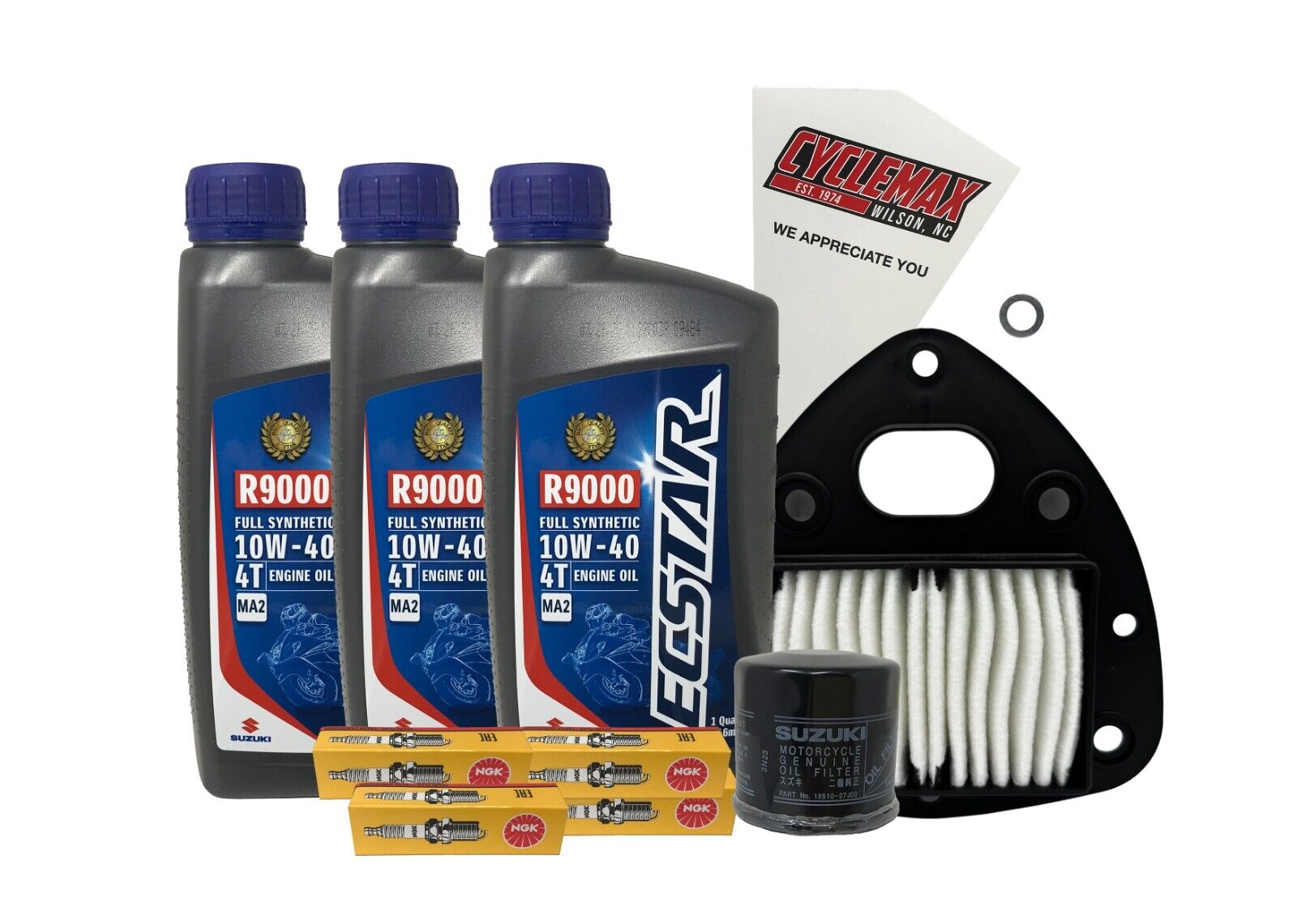 Cyclemax Full Synthetic Tune Up Kit w/ Spark Plugs fits 2005-2009 Suzuki VZ-800