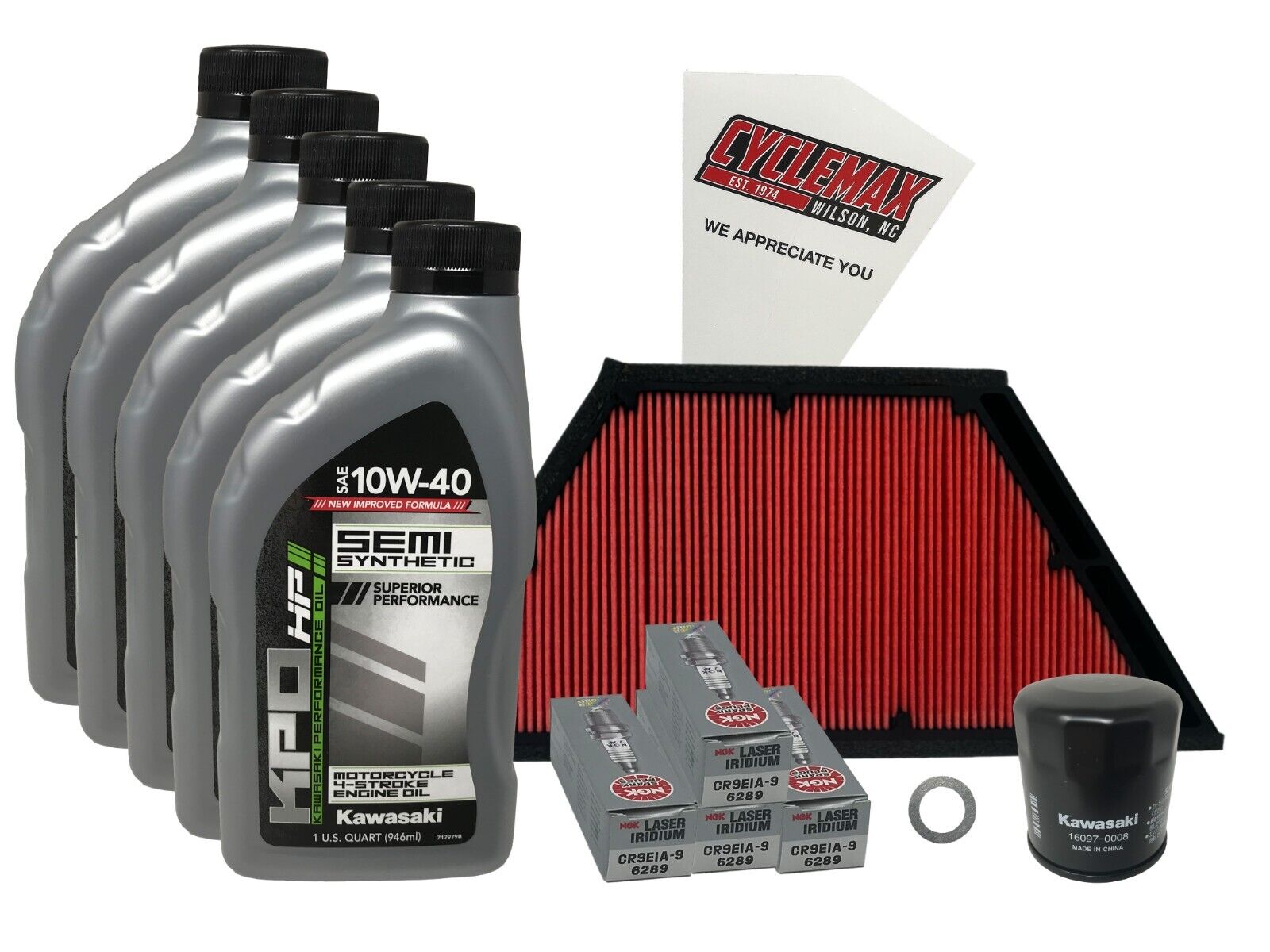 Cyclemax Semi-Synthetic Tune Up Kit w/ Plugs fits Kawasaki 2008-2022 Concours 14