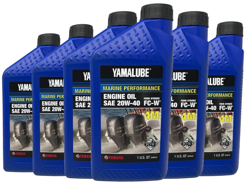 Yamaha Genuine OEM Yamalube Marine 20W-40 Oil LUB-20w40-FC-12 - 6 Pack