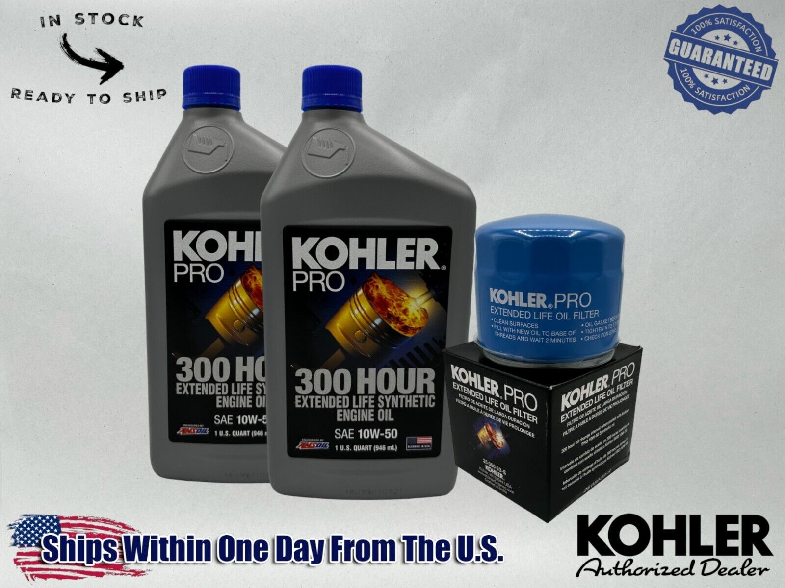 Cyclemax Kohler Pro SAE 10W50 300 Hr Ext Life Synthetic Oil Kit for Lawnmowers