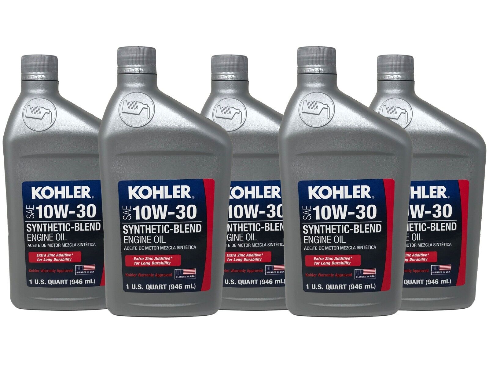 Kohler Genuine OEM 10W-30 Engine Oil Synthetic Blend 25 357 65-S - 5 Pack