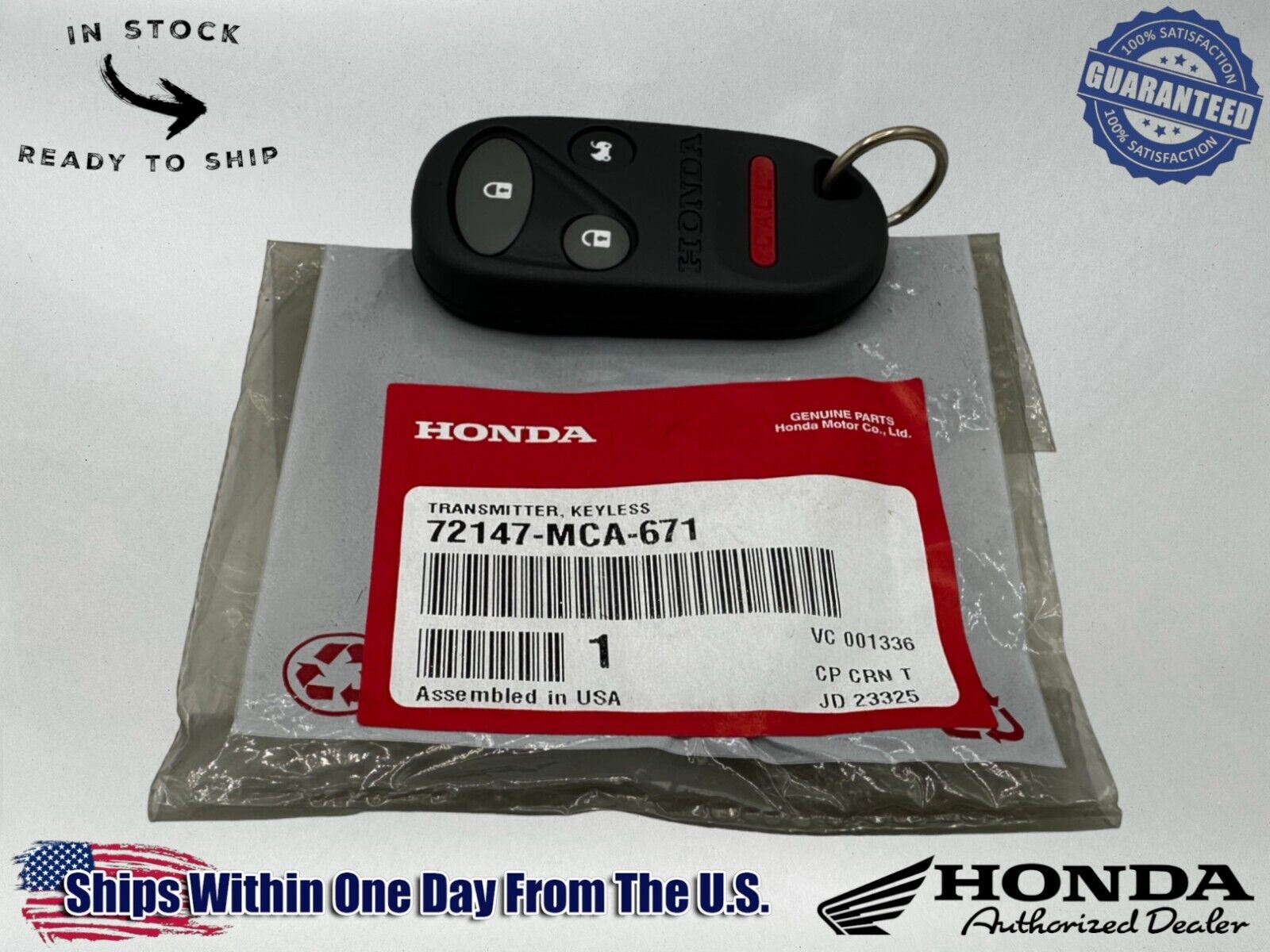 Honda Genuine OEM Authentic Keyless Remote Transmitter 72147-MCA-671