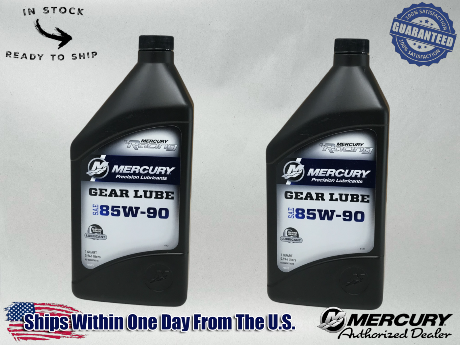 Mercury OEM SAE 85W-90 Racing Gear Lube Quarts 92-8M0078015 2 Pack