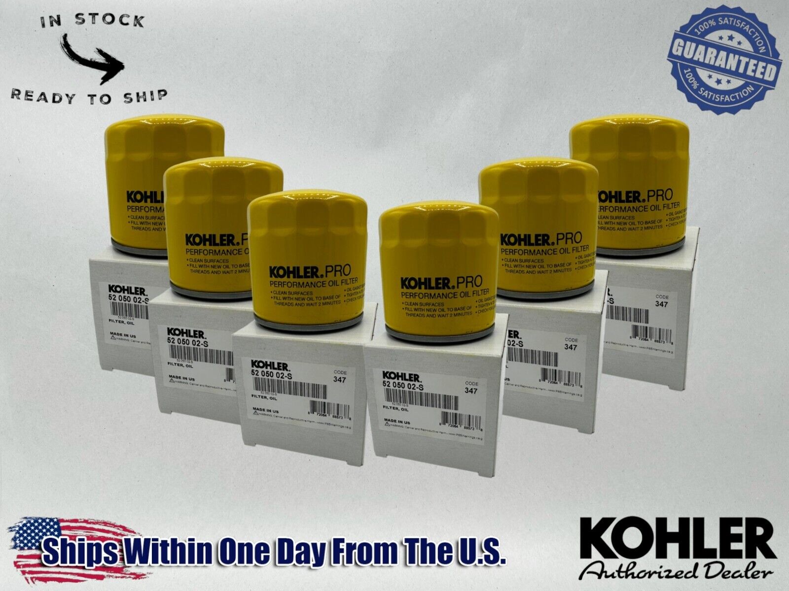 Kohler Genuine OEM Authentic Pro Oil Filter 52 050 02-S-6PACK