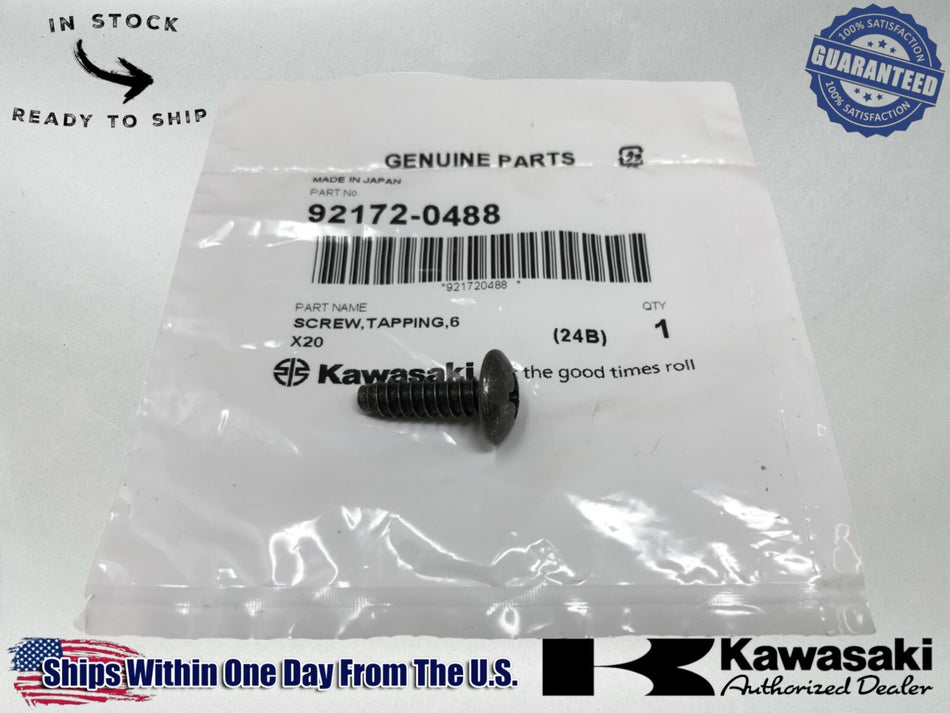 Kawasaki OEM Authentic SCREW,TAPPING,6X20 92172-0488 1