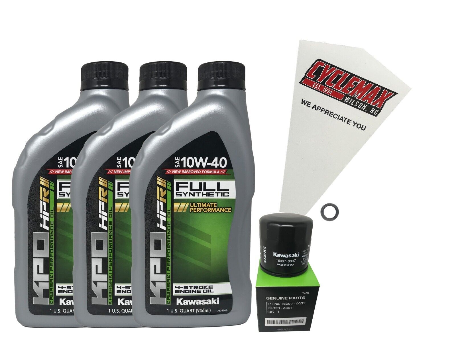 Cyclemax OEM FS 10W-40 Oil Change Kit fits 2005-2023 Kawasaki Brute Force 750