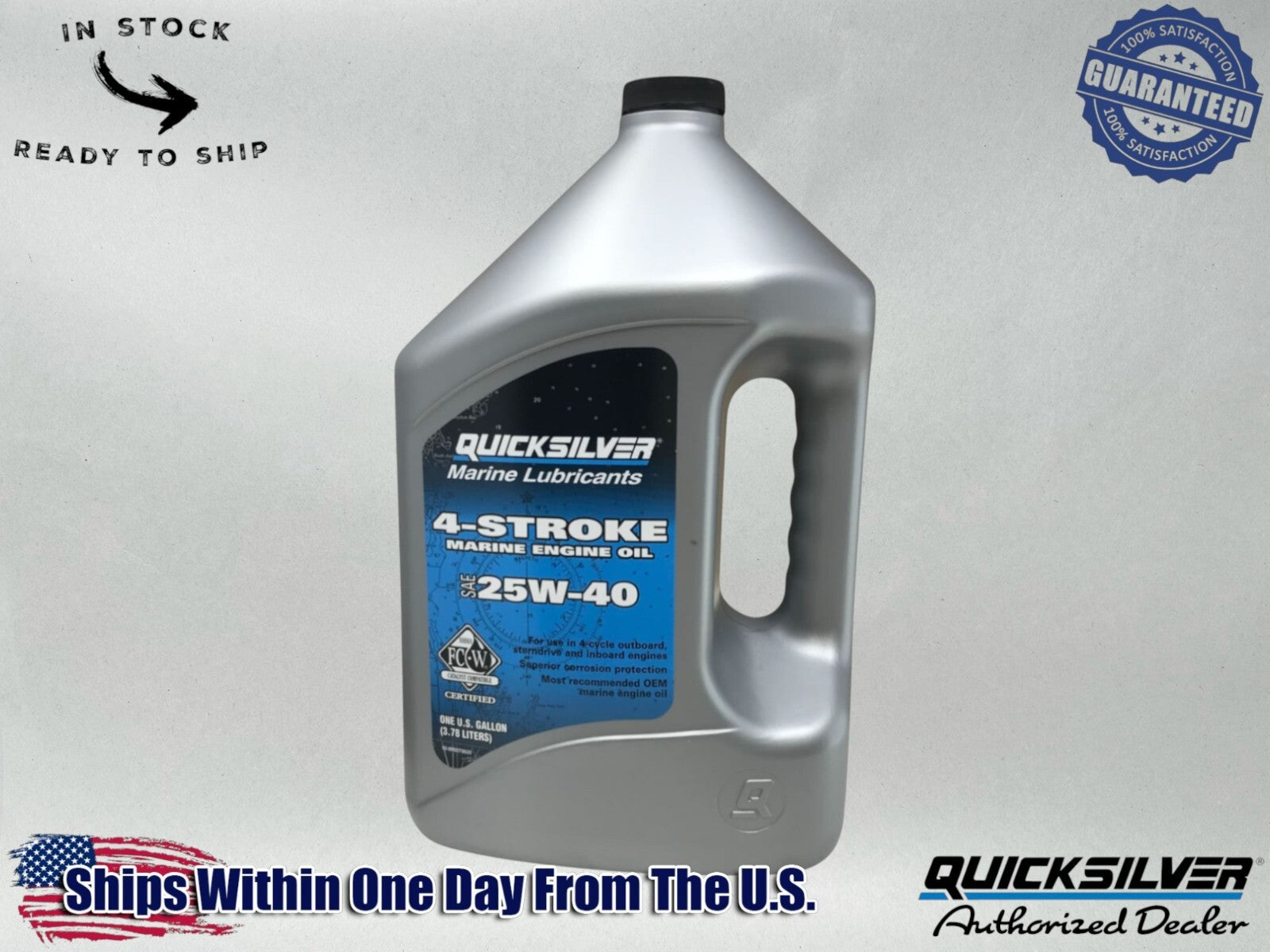 Quicksilver OEM 25W40 SS 4 Stroke Marine Engine Oil Gallon 92-8M0078620