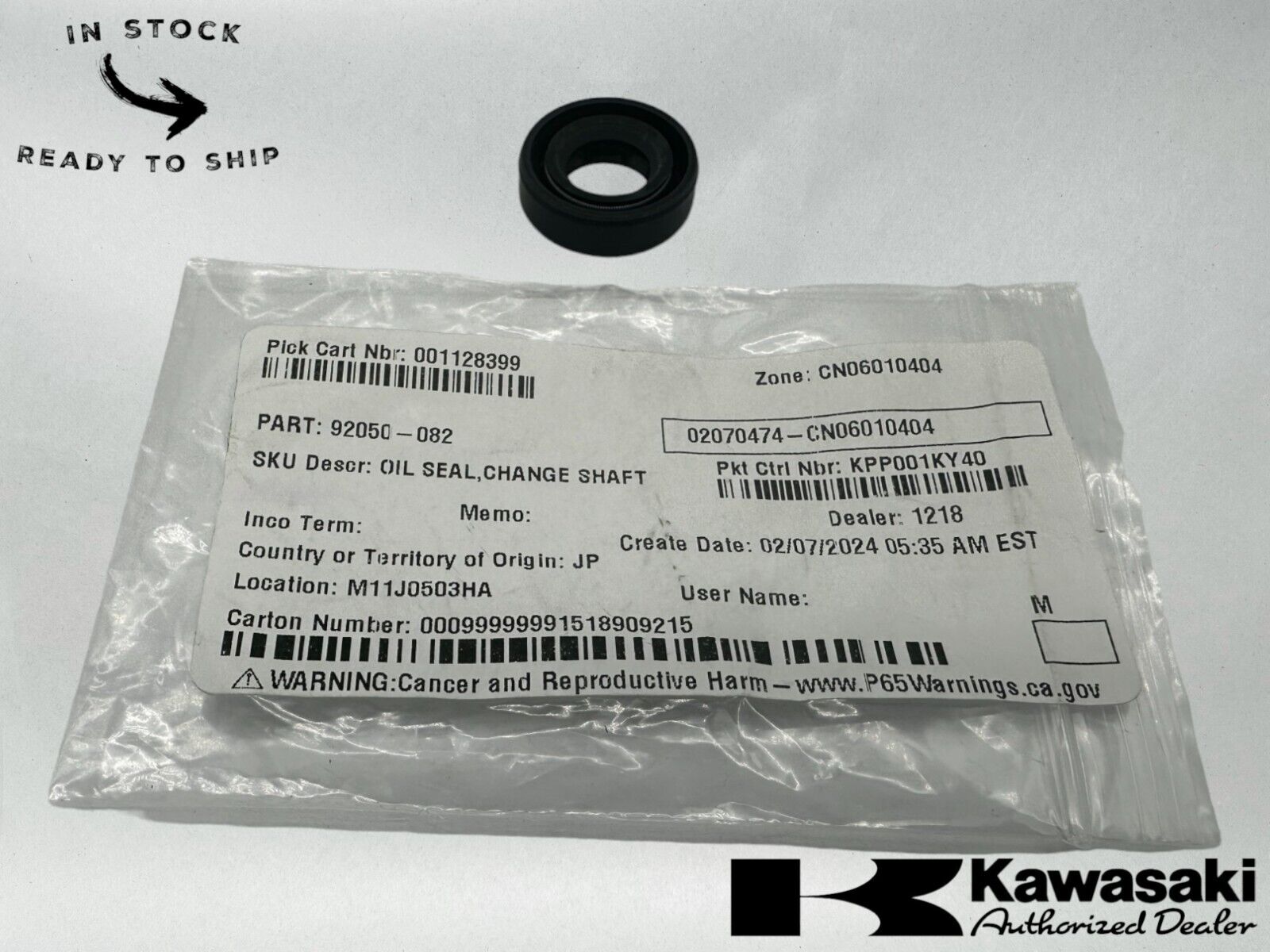 Kawasaki Genuine OEM Change Shaft Oil Seal 92050-082