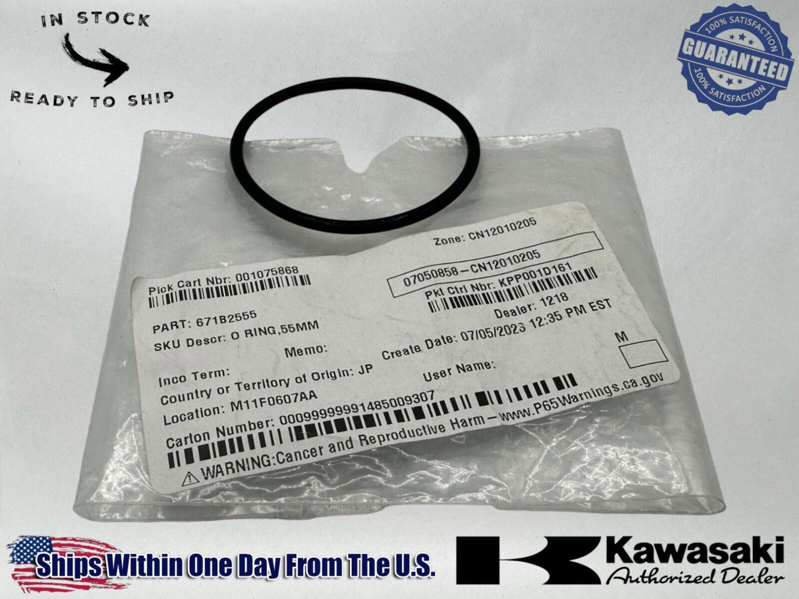 Kawasaki Genuine OEM Authentic 55MM O-Ring 671B2555