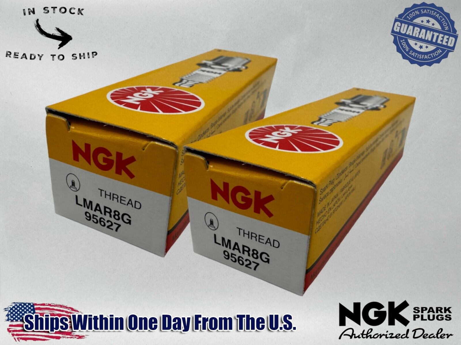 NGK Genuine OEM Authentic Spark Plugs LMAR8G - 2 PACK