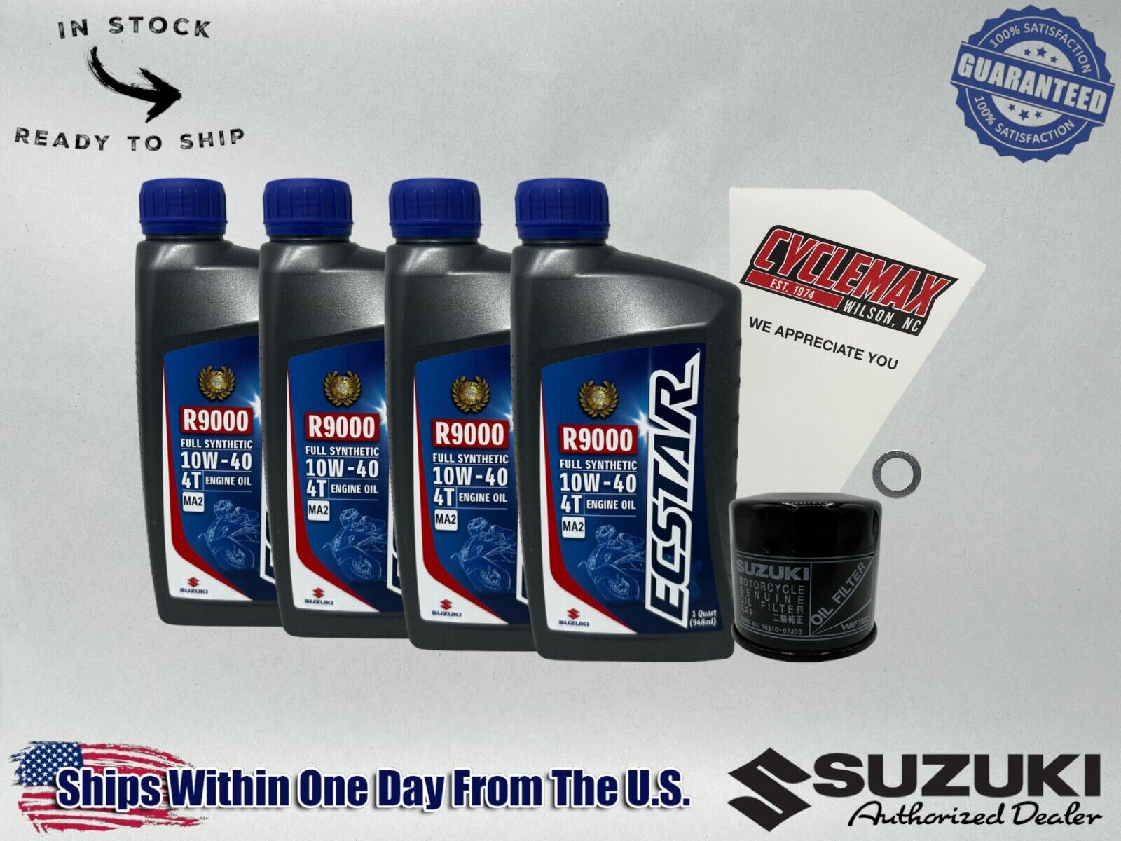 Cyclemax Full Synthetic Oil Change Kit fits 2023-2024 Suzuki GSX-8R