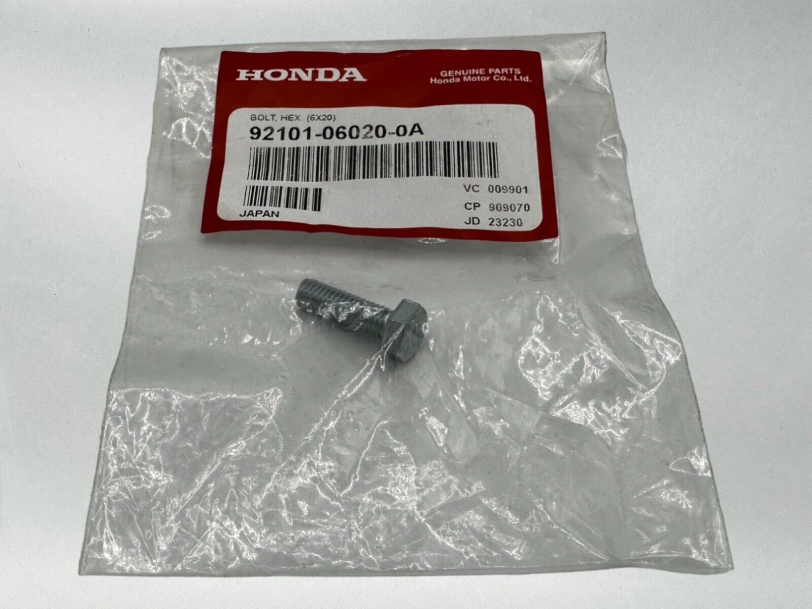 Honda Genuine OEM Authentic Hex Bolt 6X20 92101-06020-0A