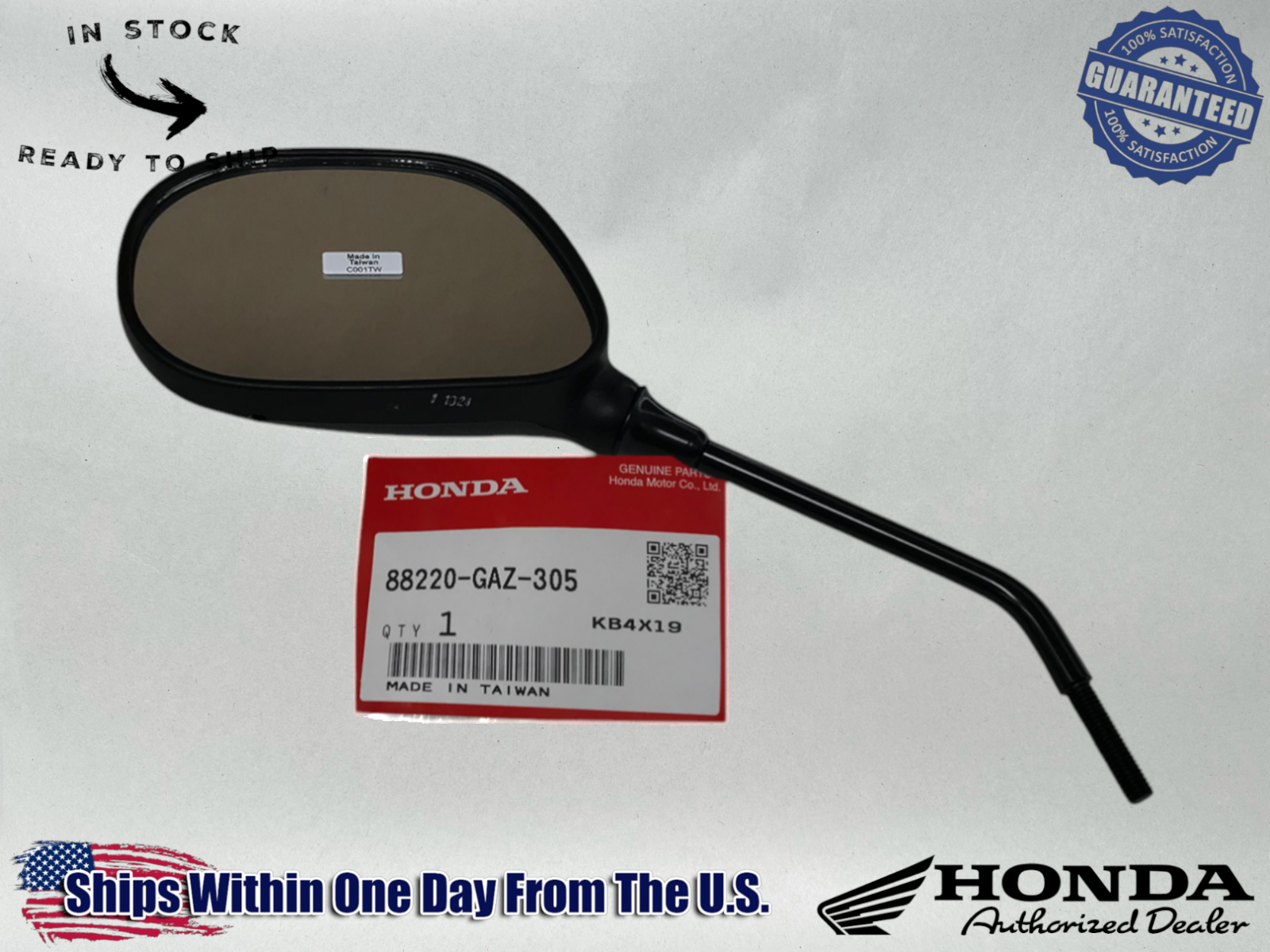 Honda Genuine OEM Lt Side Rear View Mirror 03-25 NPS50 Ruckus 88220-GAZ-305