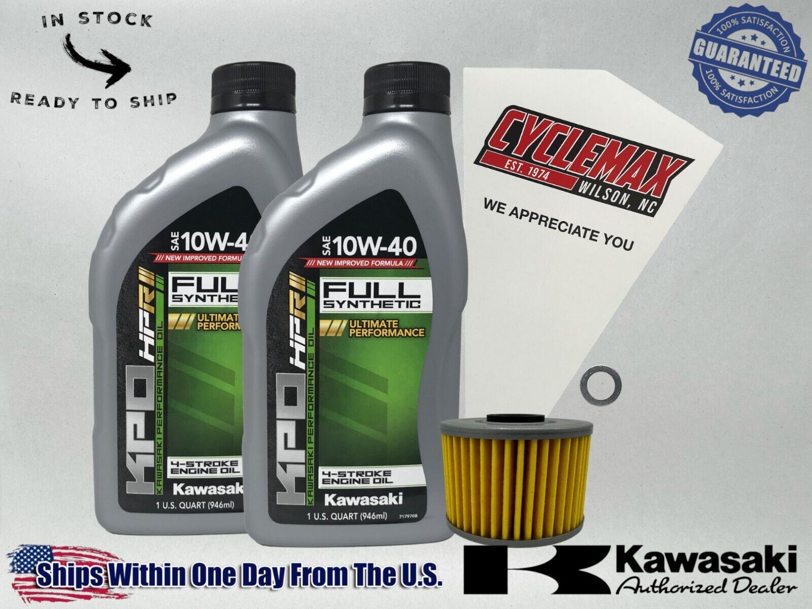 Cyclemax Full Synthetic Oil Change Kit fits 2021-2024 Kawasaki KLX300