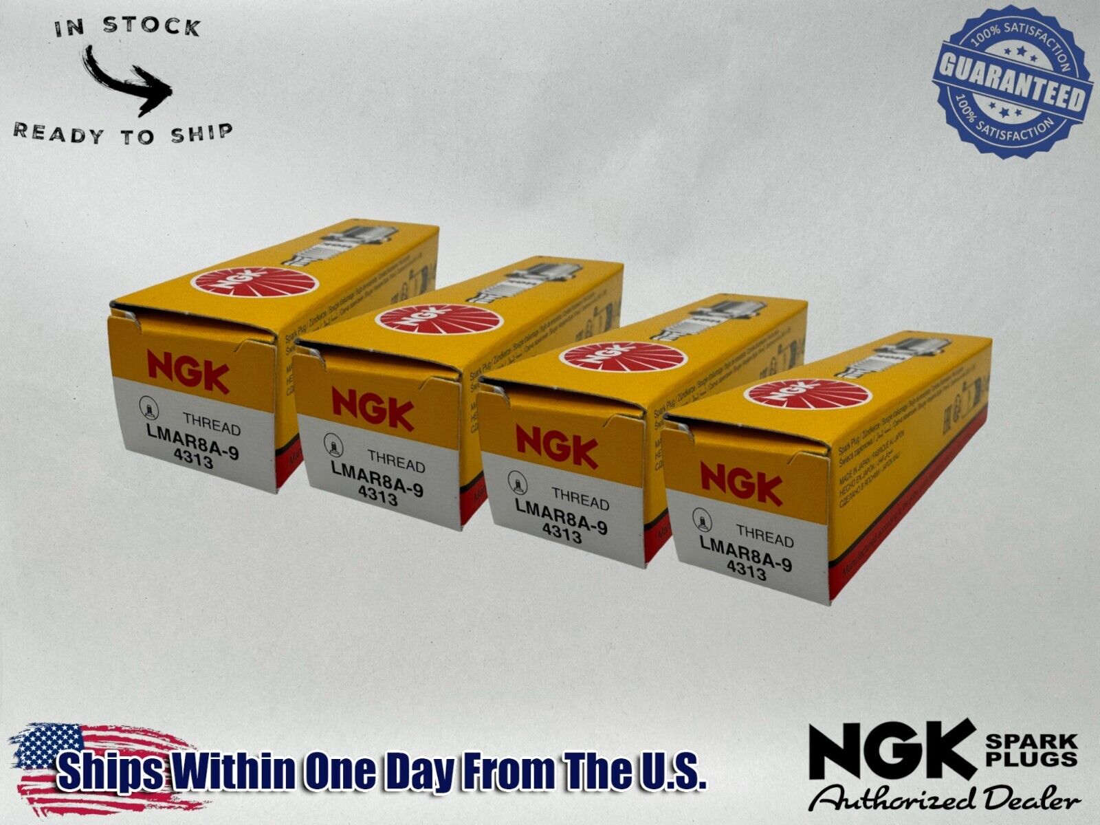 NGK Genuine OEM Authentic Spark Plugs LMAR8A-9 - 4 PACK