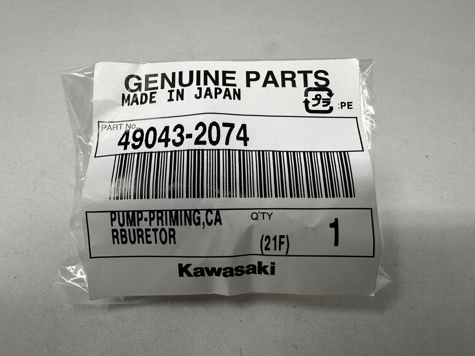 Kawasaki Genuine OEM Priming Carburetor Pump 49043-2074