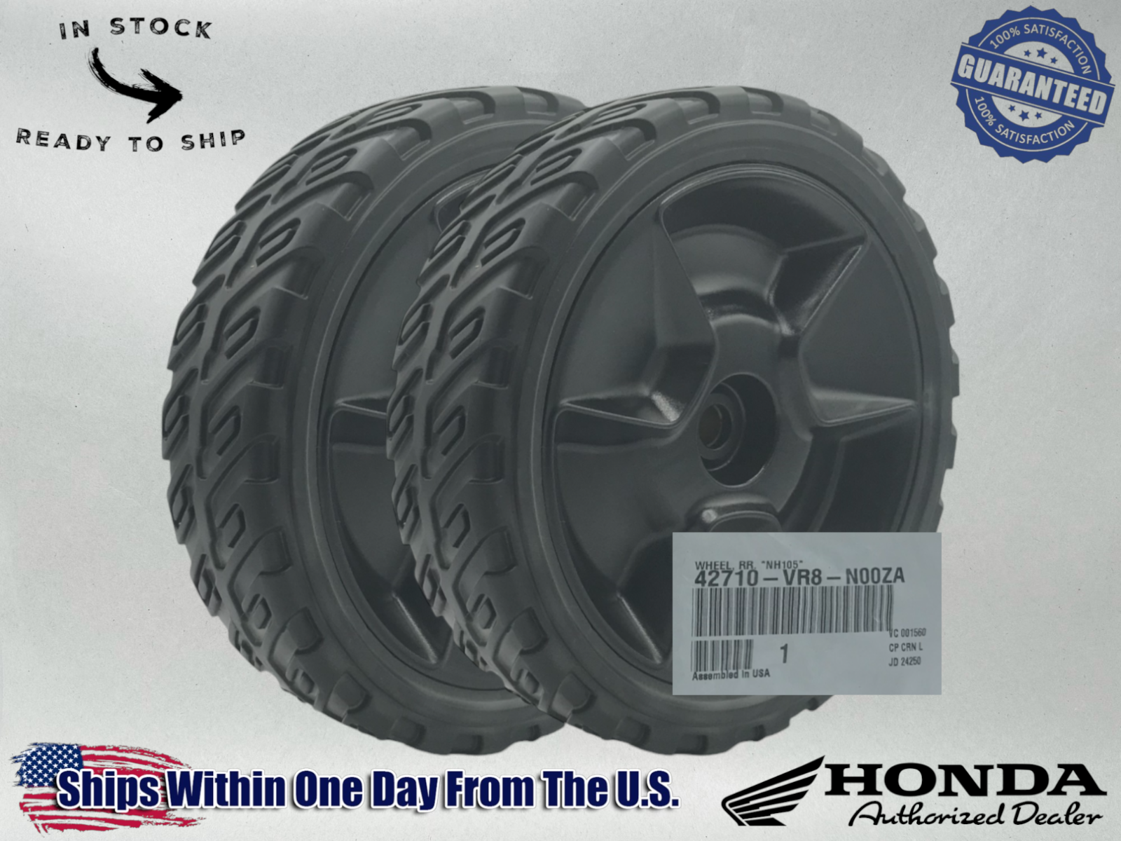 2 Pack Honda OEM HRN216 REAR WHEELS WITH GEARS 42710-VR8-N00ZA