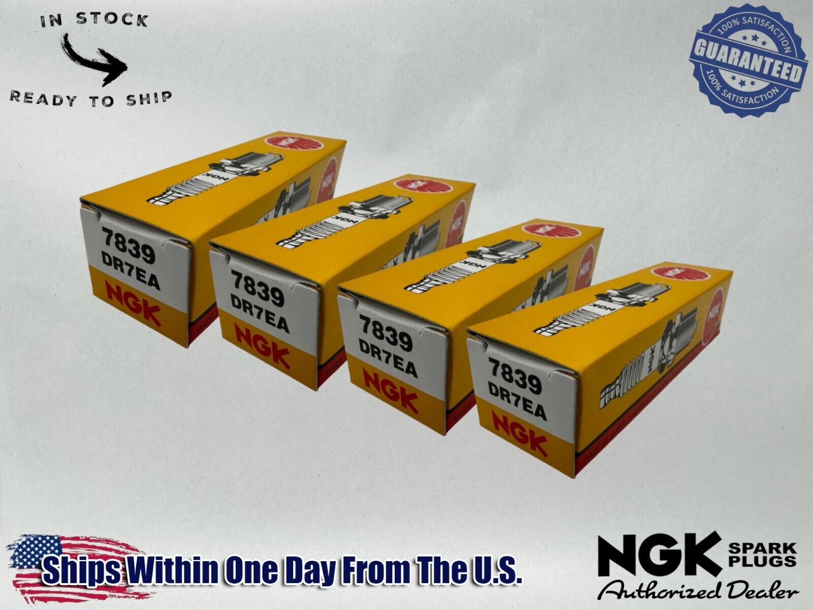 NGK Genuine OEM Authentic Spark Plugs DR7EA - 4 PACK