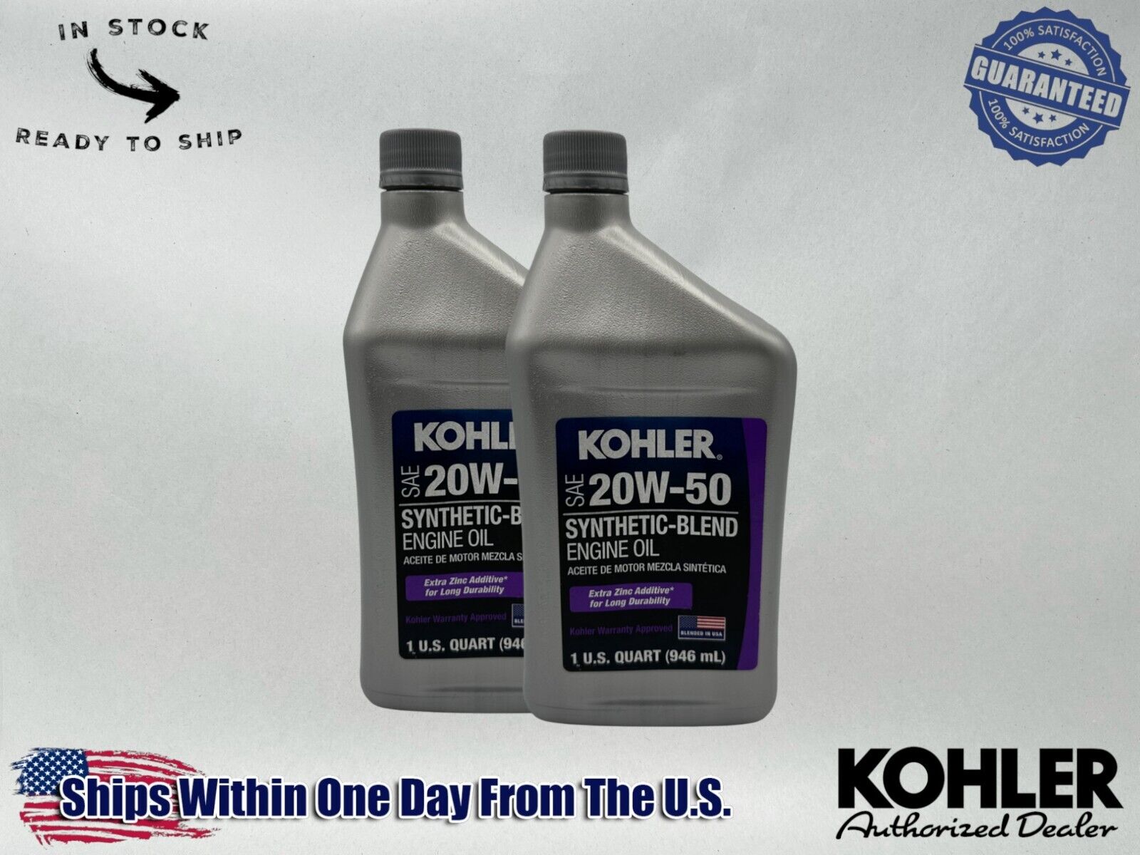 Kohler Genuine OEM Synthetic Blend 20W-50 4-Cycle Engine Oil 25 357 68-S-2PACK