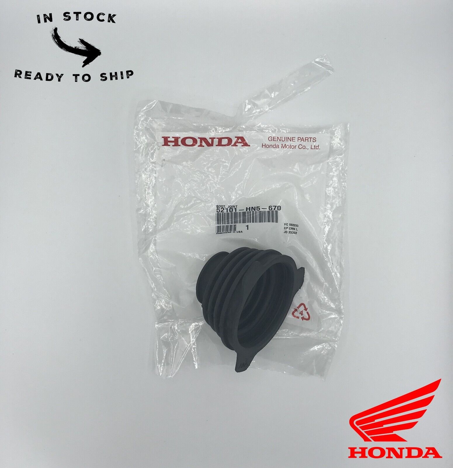 Genuine OEM Honda Rear Driveshaft Swingarm Flex Boot 52101-HN5-670