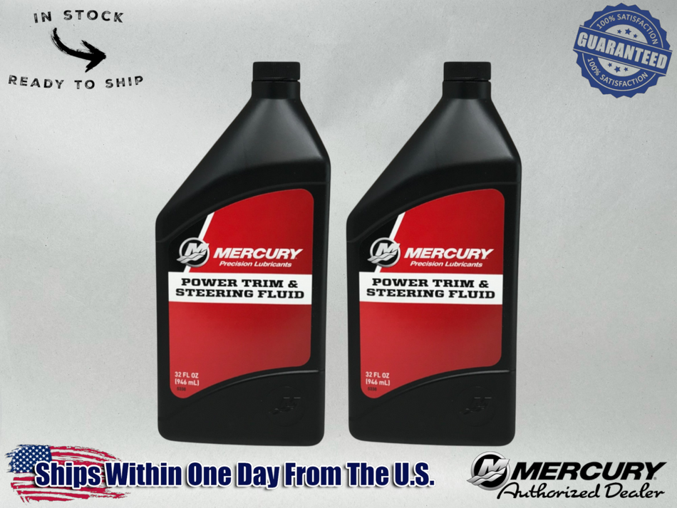 Mercury OEM Power Trim & Steering Fluid Quarts 92-858075K01 2 Pack