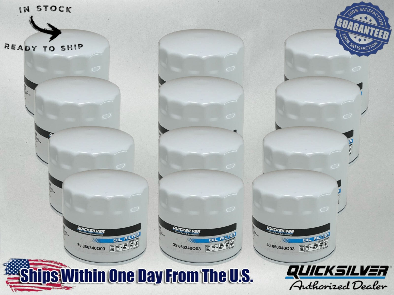 Quicksilver Genuine OEM Authentic Oil Filters 35-866340Q03 12 Pack