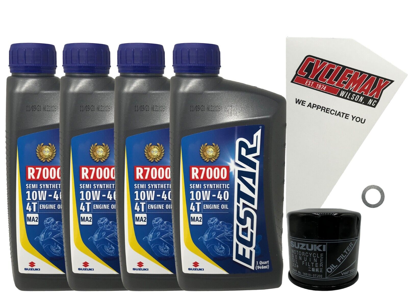 Cyclemax OEM Semi-Synthetic Oil Change Kit fits 2002-2022 Suzuki VL-800 K1-K5