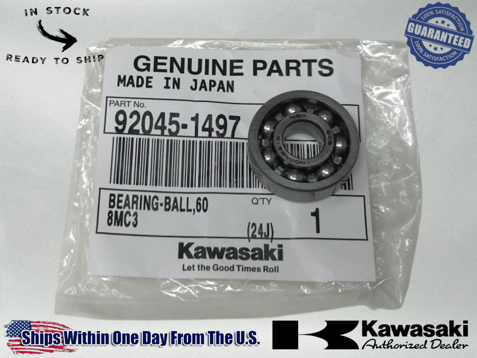 kawasaki Genuine OEM Authentic BEARING-BALL,608MC3 92045-1497