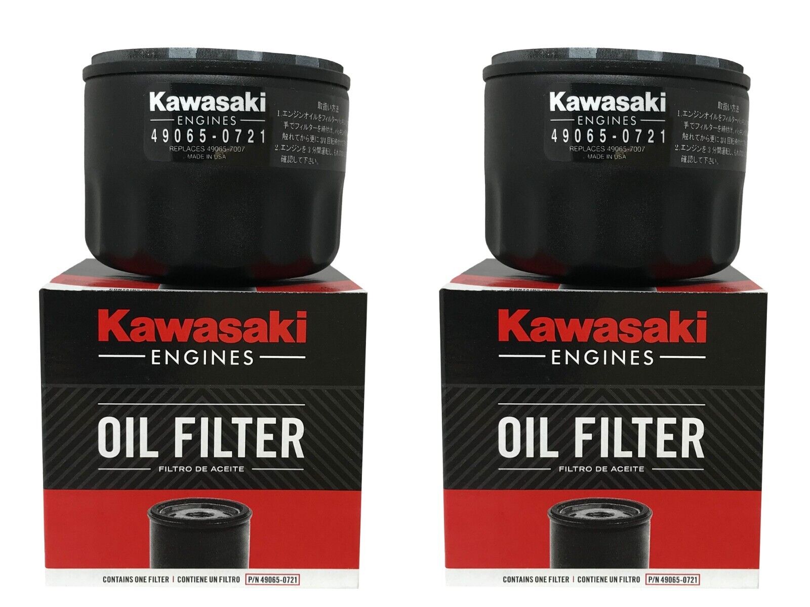 2 Pack OEM Kawasaki 49065-0721 Oil Filter Replaces 49065-7007