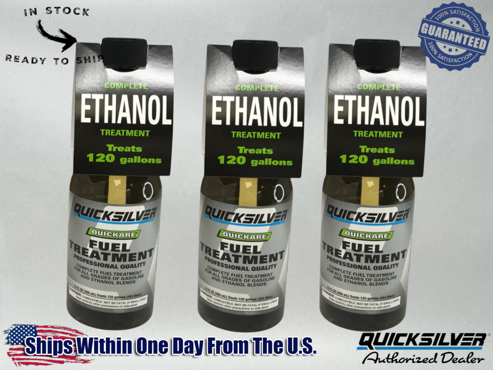 Mercury Genuine OEM Authentic Quickare Fuel Treatment 12 oz 92-8M0047920 3 Pack