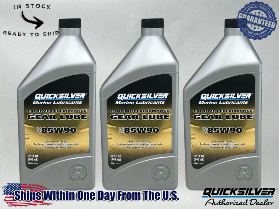 Quicksilver OEM SAE 85W90 Extreme Perf Gear Oil Quarts 92-8M0111677 3 Pack