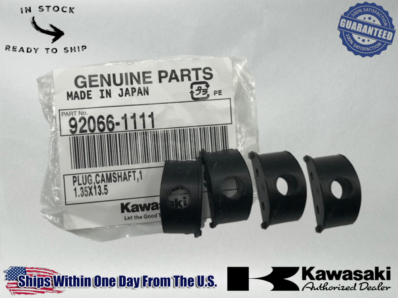 4 Kawasaki Genuine OEM Authentic valve cover Cam End Cap Oil Seals 92066-1111