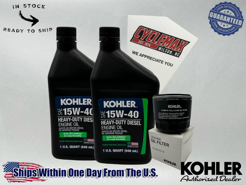 15W-40 Heavy Duty Diesel Oil Change Kit fits Kohler Lawnmower Engines