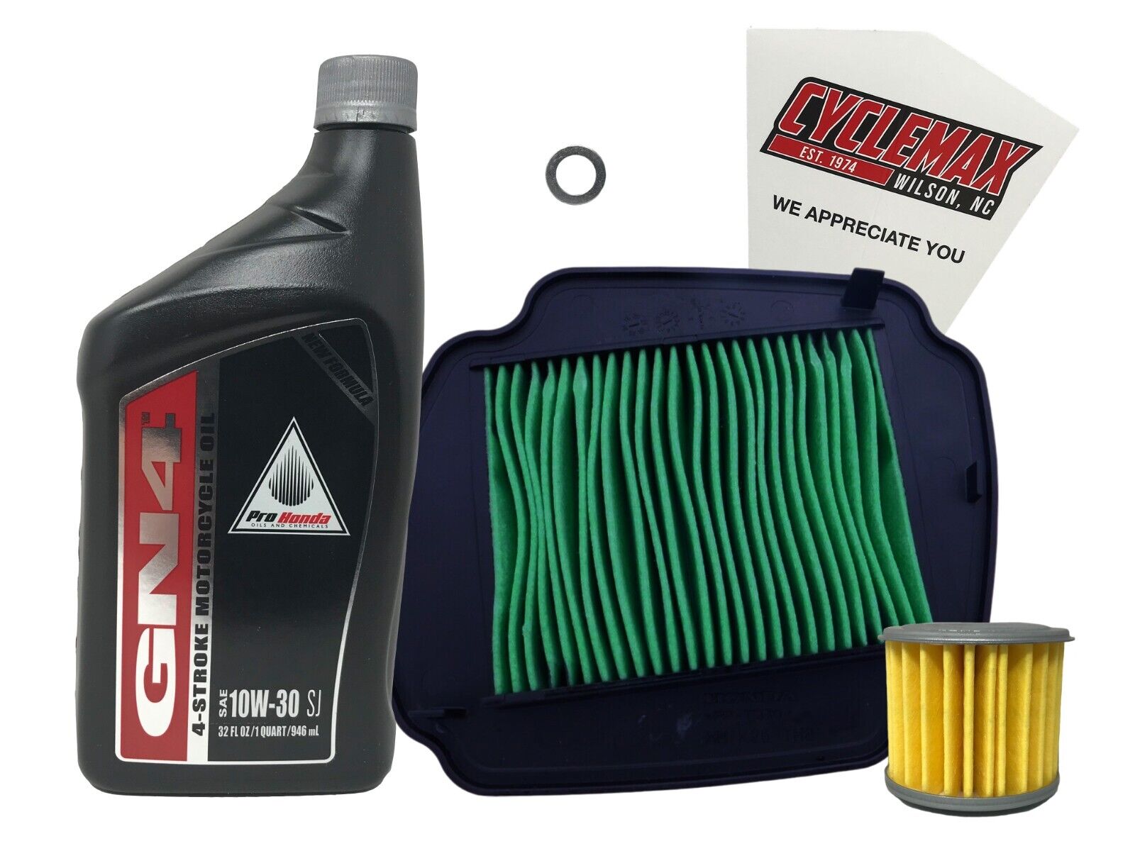 Cyclemax OEM 10W-30 Oil Change Kit fits 2021-2024 Honda Grom 125 with Air Filter