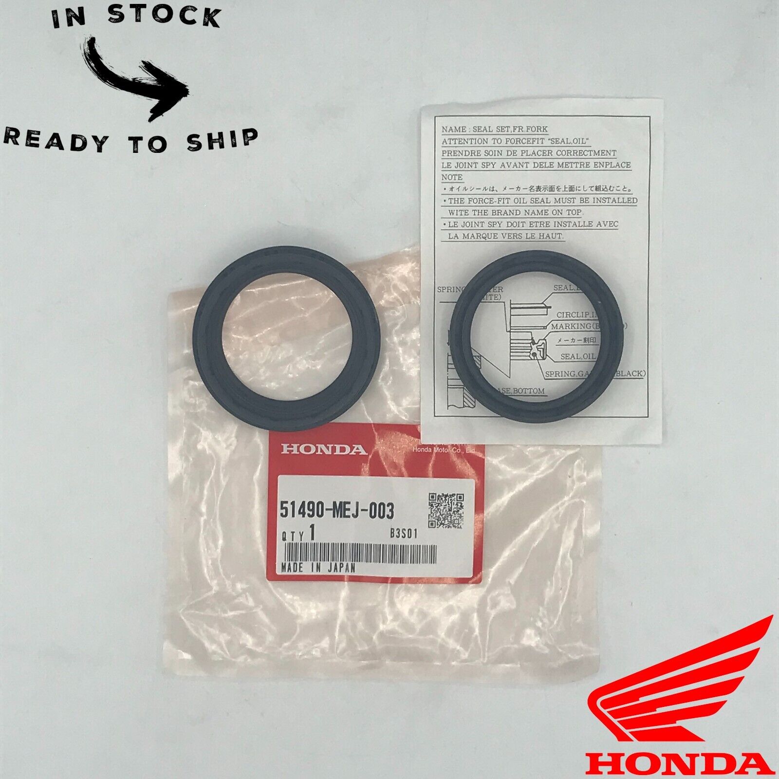 Genuine OEM Honda Front Fork Oil Seal 51490-MEJ-003