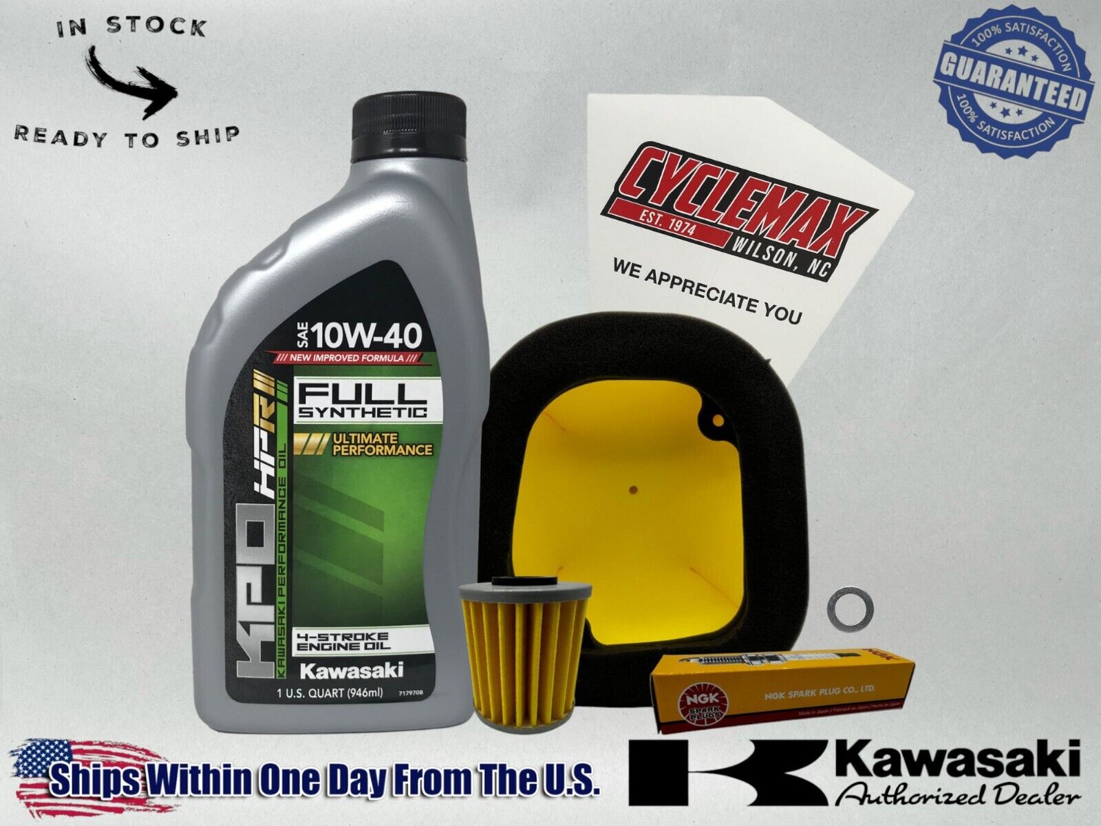 Cyclemax Full Synthetic Tune Up Kit fits 2019-2023 Kawasaki KX450 w/ Spark Plug