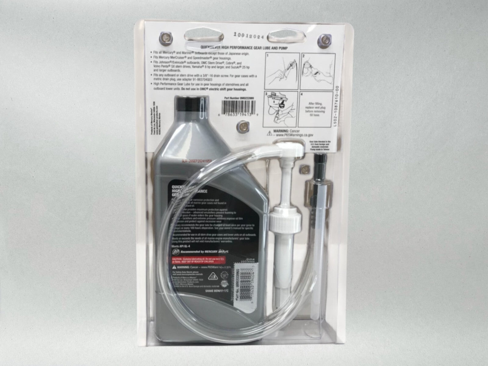 Quicksilver OEM SAE-90 High Perf Gear Lube Quart and Pumps 92-8M0222069 4 Pack