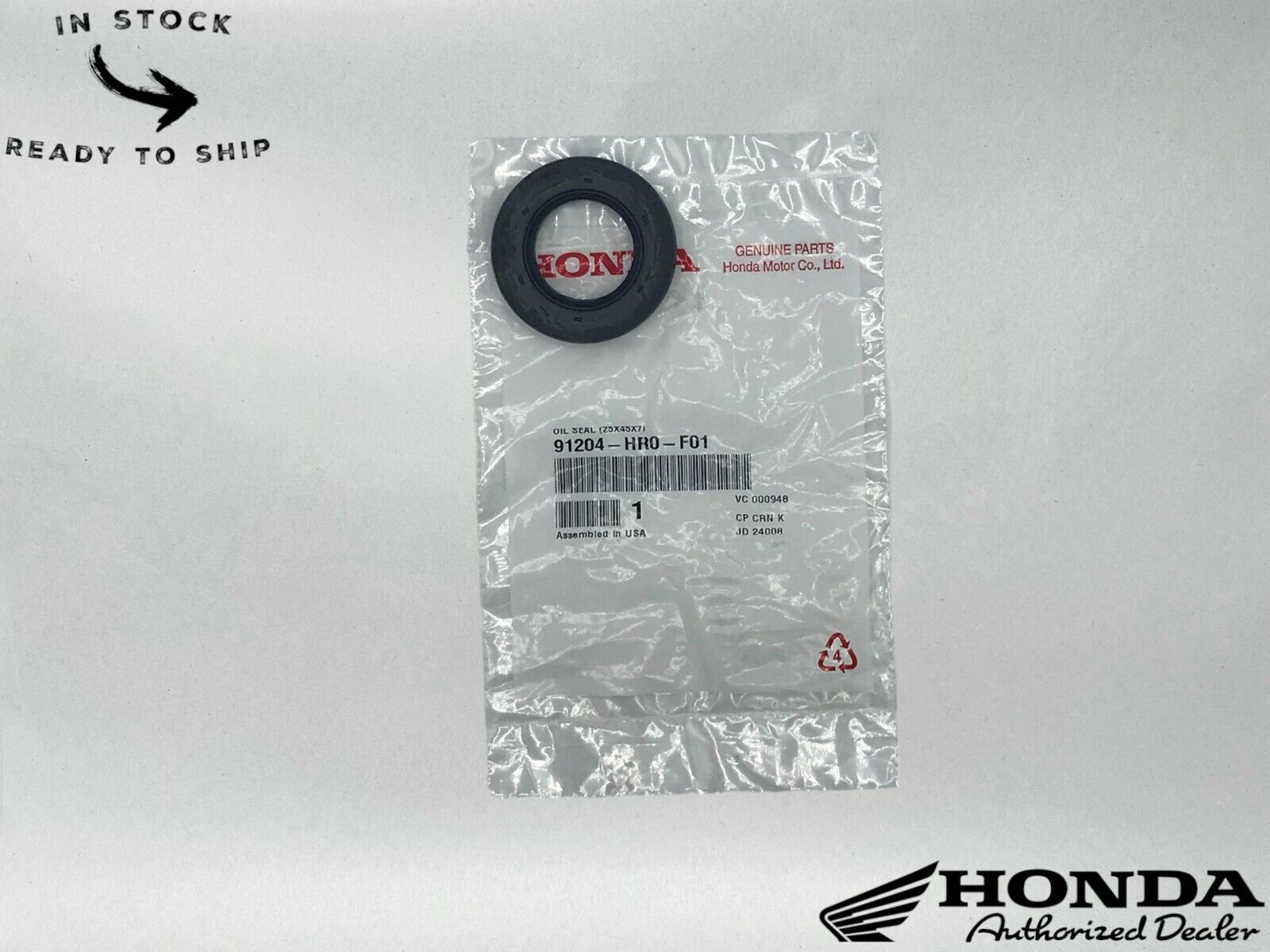 Honda Genuine OEM Oil Seal (25X45X7) 91204-HR0-F01