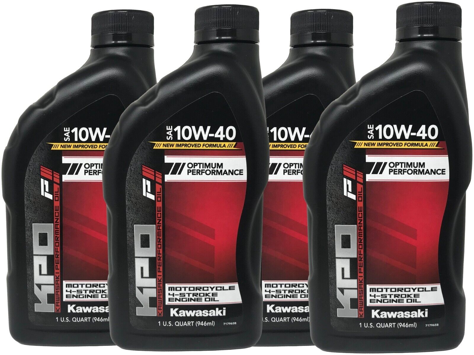 Kawasaki Genuine OEM KPO Motorcycle 10W-40 Oil Quart K61021-101-01Q - 4 Pack