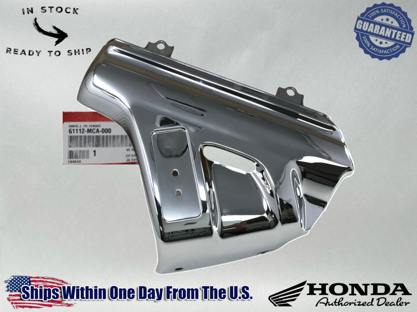 Honda Genuine OEM Lt Front Fender Cover Goldwing GL1800 ABS 61112-MCA-000