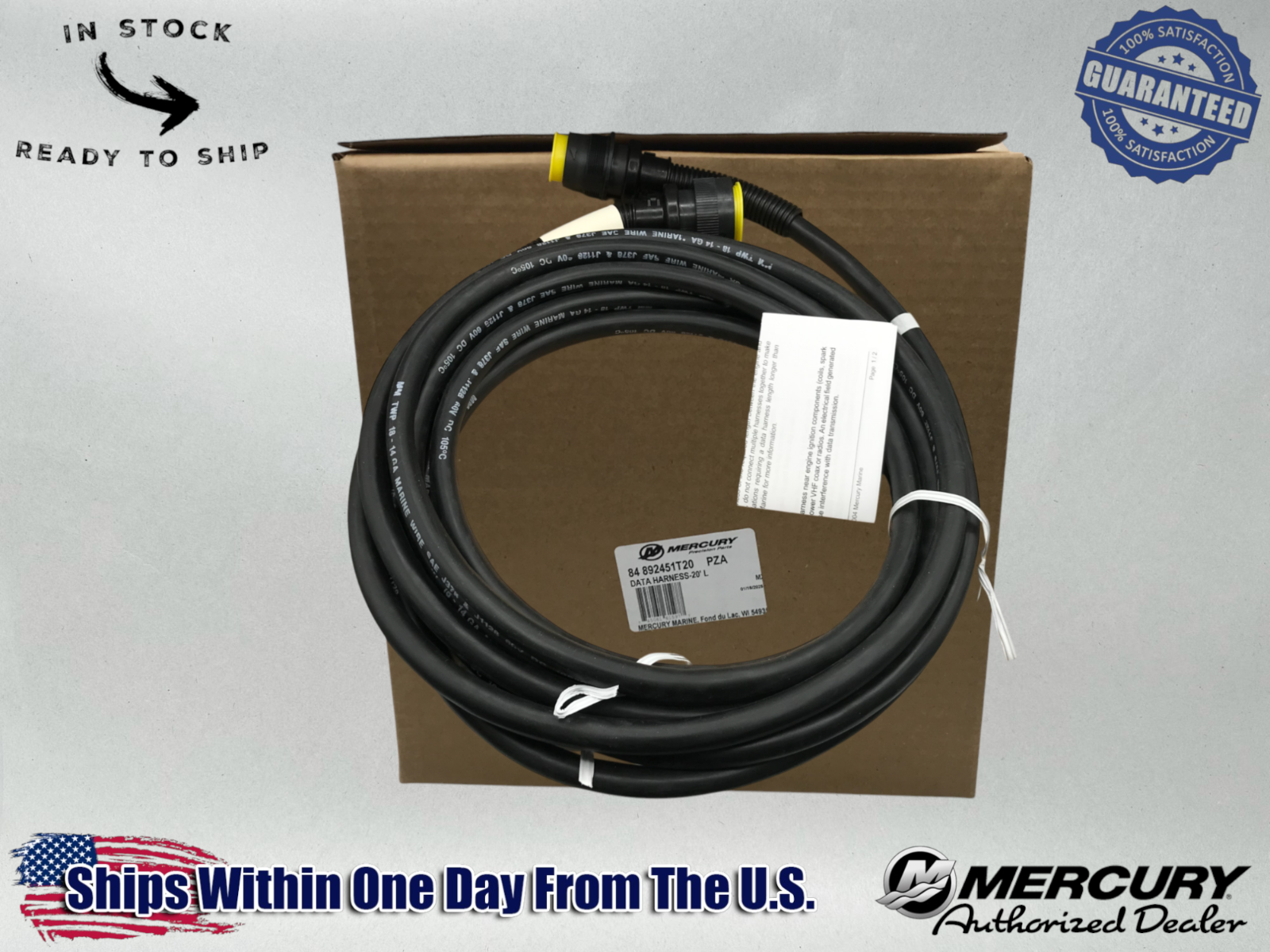 Mercury Genuine OEM Authentic 14 Pin 20 Ft. Data Harness 892451T20