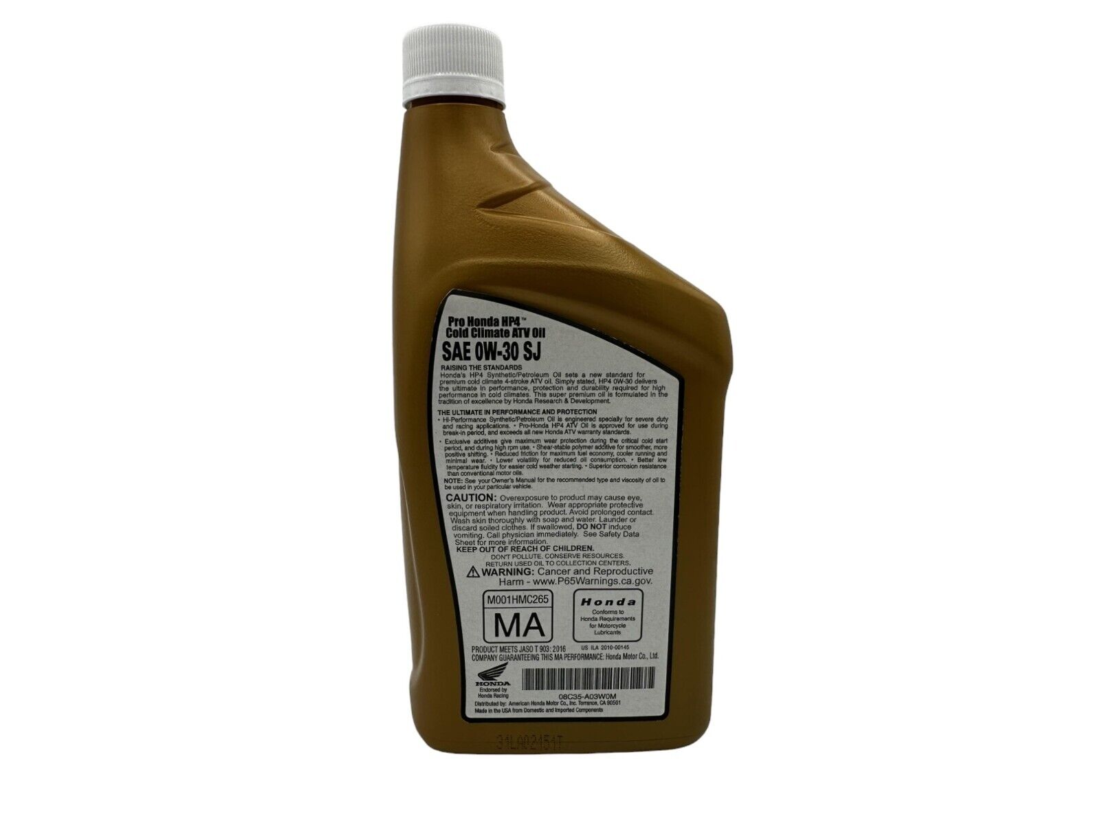 Honda OEM HP4 0W-30 Synthetic Blend Oil 08C35-A03W0M Cold Climate - 6 Pack