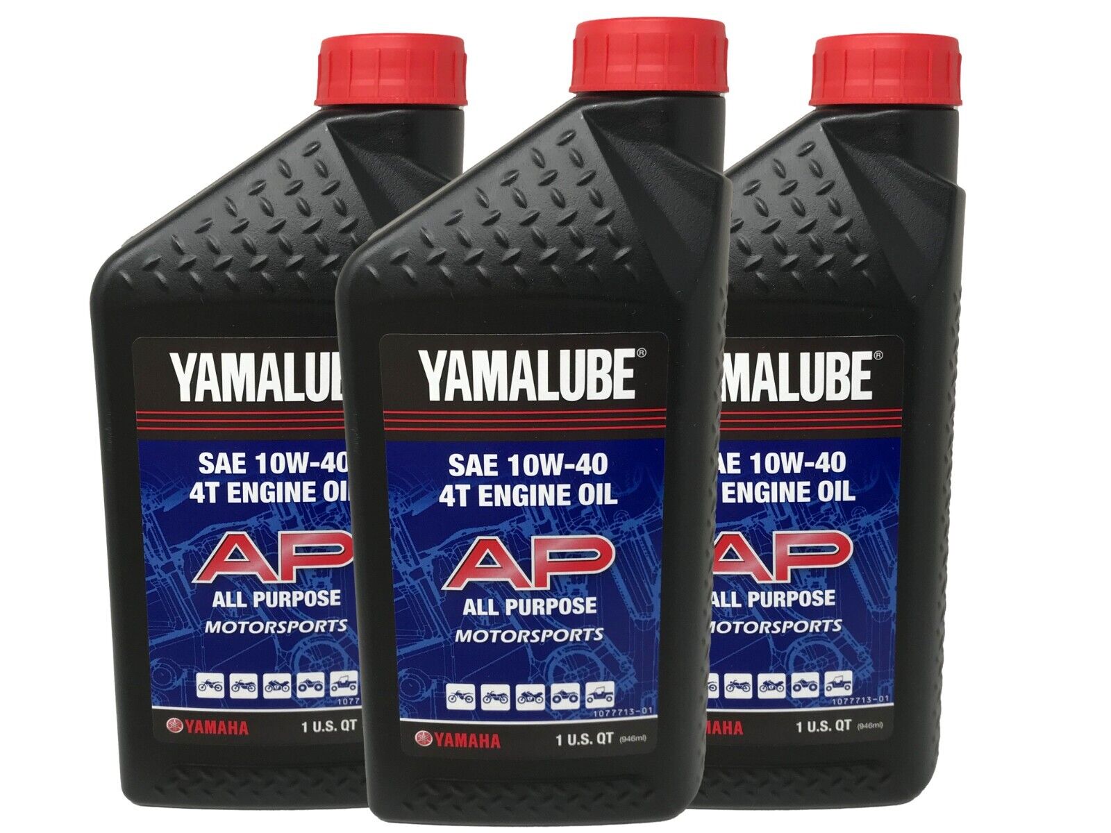 Yamaha Genuine OEM SAE 10W-40 4T Engine Oil LUB-10W40-AP-12 - 3 Pack