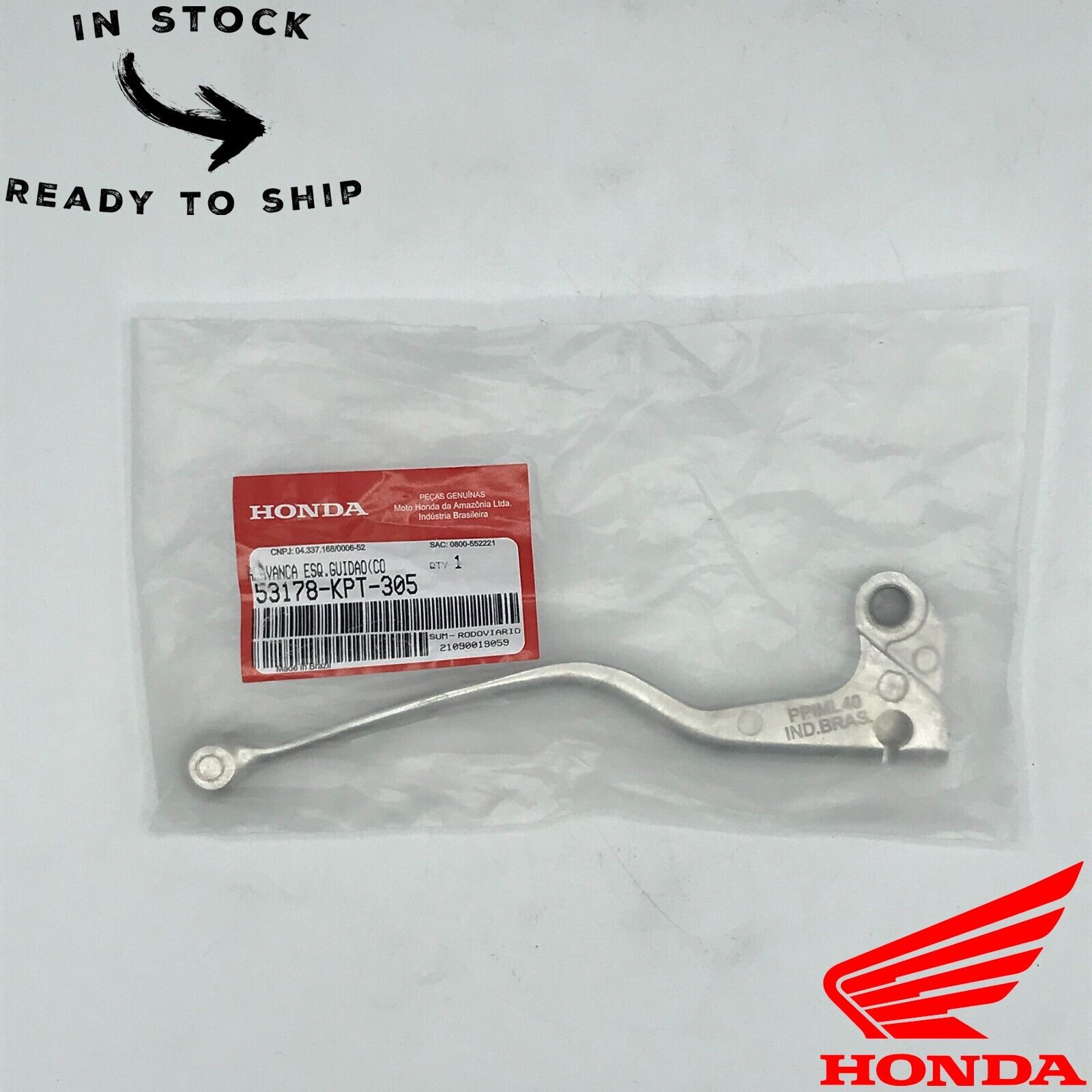 Genuine OEM Honda Left Handlebar Clutch Lever 53178-KPT-305