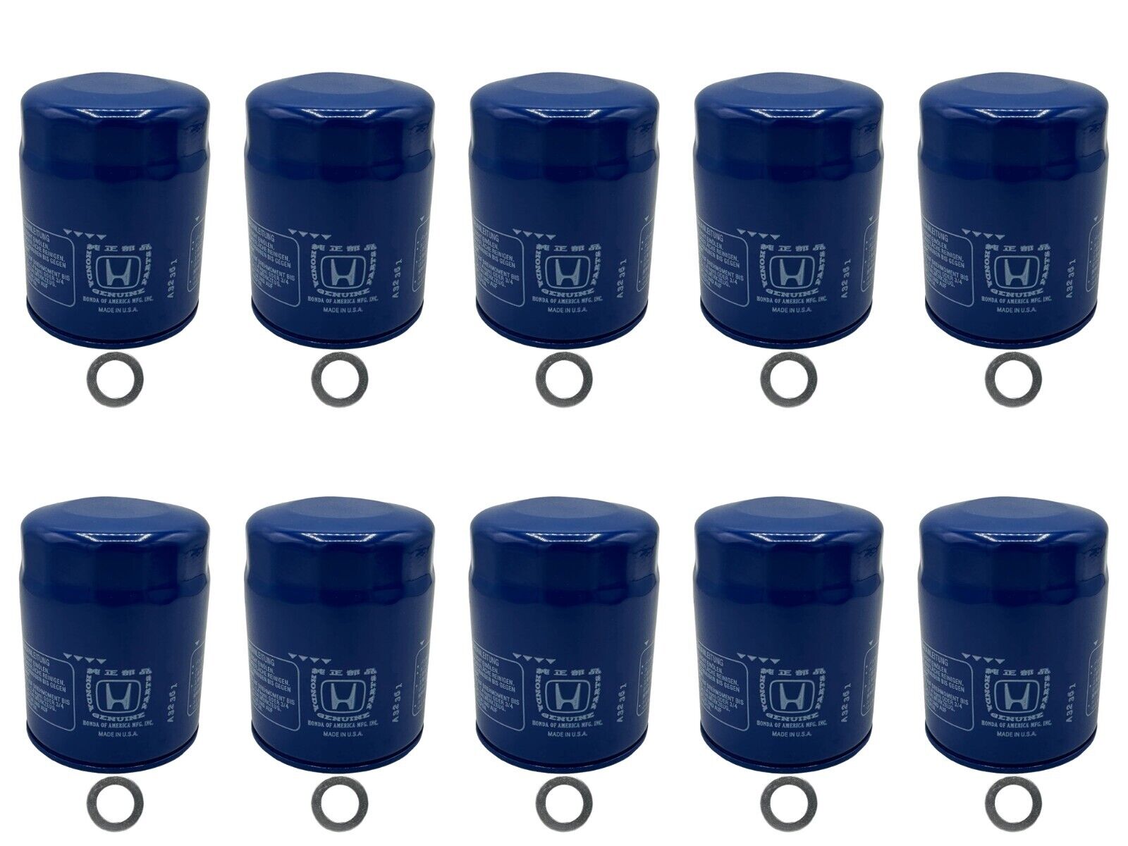 Cyclemax 10 Pack for Honda Genuine OEM Authentic Oil Filter includes 14mm Washer