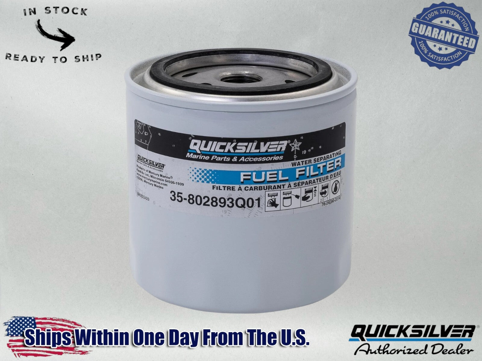 Quicksilver OEM Water Sep Fuel Filter Outboard and MerCruiser 802893Q0 ...