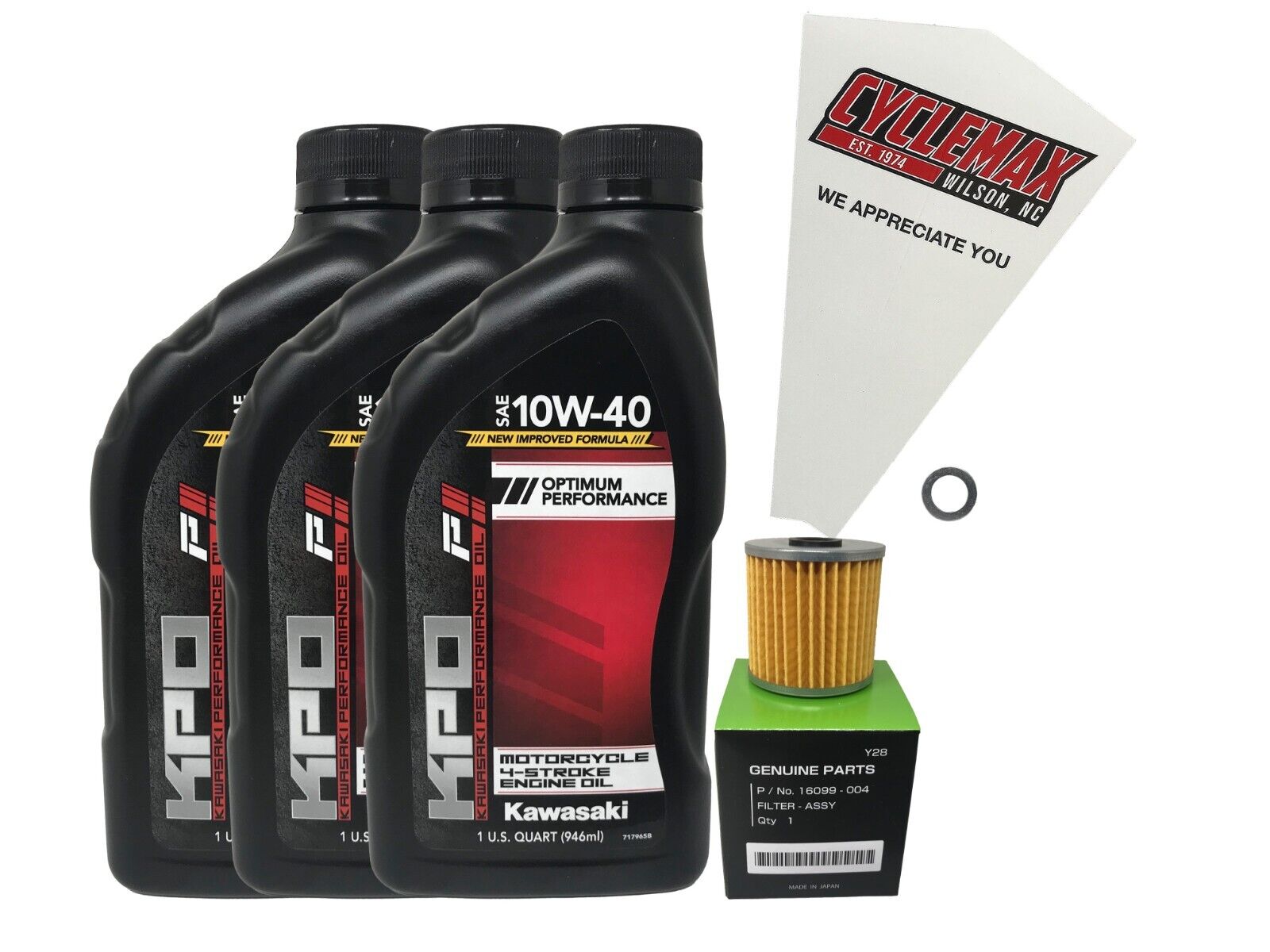 Cyclemax OEM Std 10W-40 Oil Change Kit fits 1988-2002 Kawasaki BAYOU 220