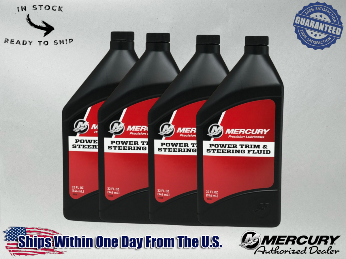 Mercury OEM Power Trim & Steering Fluid Quarts 92-858075K01 4 Pack