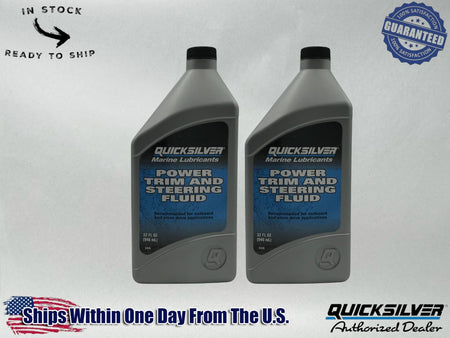 Quicksilver OEM Power Trim & Steering Fluid Quarts 92-858075Q01 2 Pack